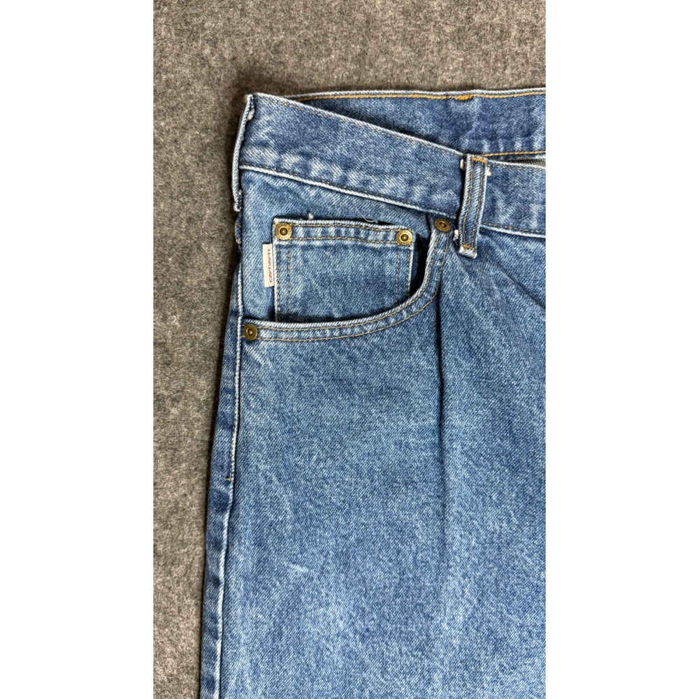 Carhartt Mens Relaxed Fit Straight Leg Denim Jeans Blue Medium Wash 37x27.5 - Picture 2 of 7